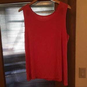 Coral polyester crepe sleeveless top